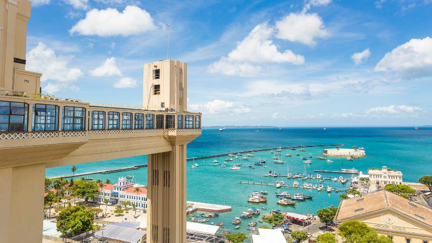 Sunny day in Lacerdas Elevator in Salvador Bahia, Brazil